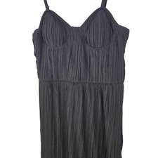 LITTLE BLACK DRESS DKNY Pleated Maxi  Spaghetti Strap Bustier Size 8 NWT SEXY