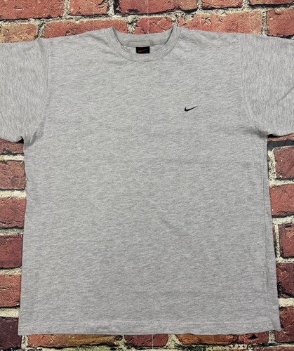 Vintage Nike Grey T Shirt Embroidered Mini Swoosh Check Logo Black Tag Large 90s by Nike, Size L, $19.99 - Photo 2