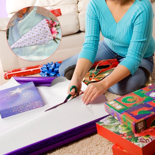 40 Sheets Goldenes Geschenkpapier Kleiner Junge Bedruckte Blumenverpackungen - Bild 10 von 12