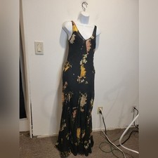 New Zara Zw Collection Size M Black. Orange Floral Print Maxi Dress