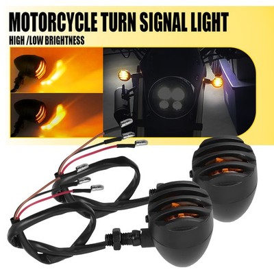 2 Pack 12V Motorcycle Turn Signals Blinker Lights Amber Universal For Honda 10mm