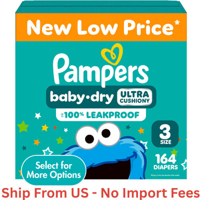BIG SALE! Pampers Baby Dry Diapers Size 3, 164 Count, Absorbent, Free Ship US