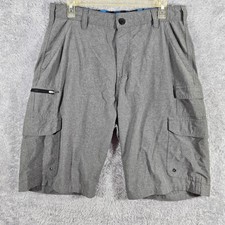 Iron Co Mens Grey Cargo Shorts Size 34 Multi Pocket Heathered Casual Outdoor