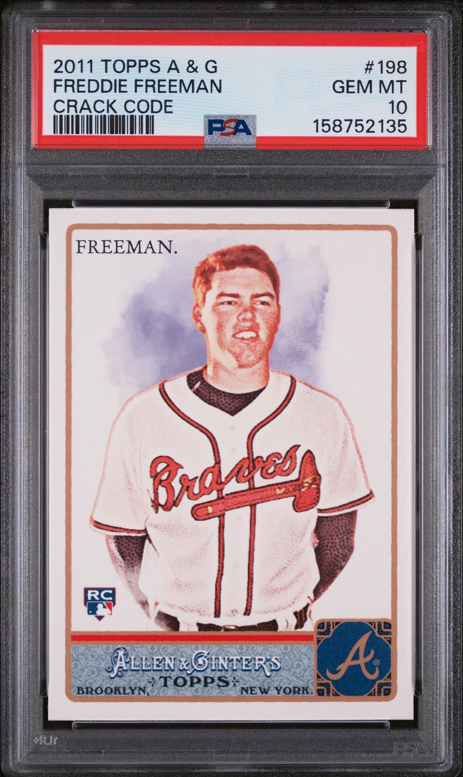 2011 ALLEN & GINTER CRACK CODE #198 FREDDIE FREEMAN ROOKIE RC PSA 10