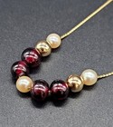 Slide 18" Serpentine "S" Chain Signed Vtg 14k Italy Gold Ball Pearl Amethyst