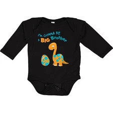 Inktastic I'm Gonna Be A Big Brother Dino Long Sleeve Creeper Siblings Orange