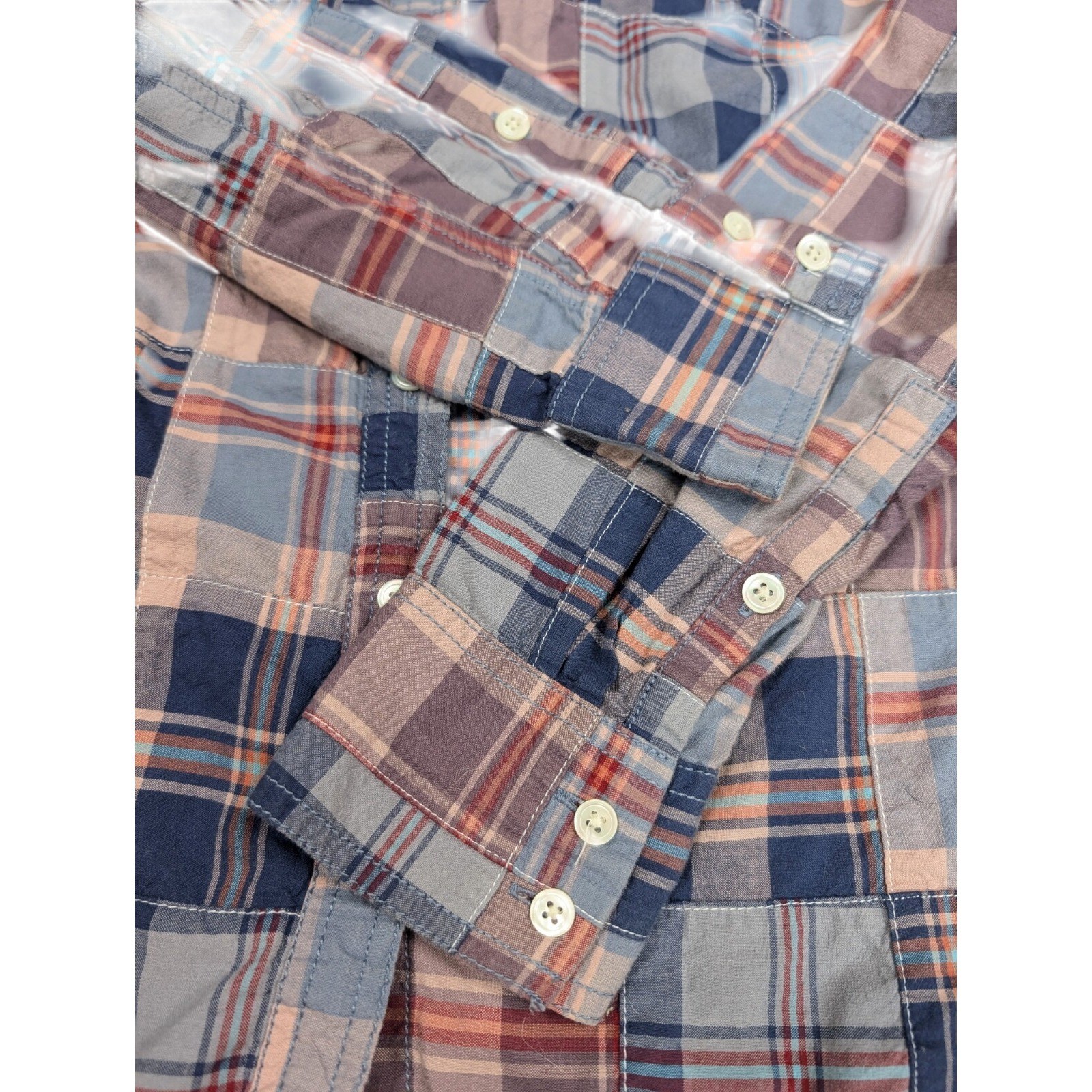 J. Crew  Multi Color Patchwork Cotton Button Up L… - image 3