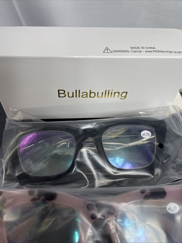 Bullabulling 3 Retro Square Reading Readers Glasses +1.75 Magnification Strength - Picture 4 of 4