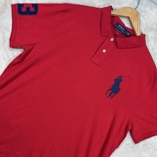 Polo Ralph Lauren Polo Shirt Men's XL Red Big Pony Custom Slim Fit Rugby.