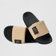 Nike Men's Slide Sandals US 10 Black/Beige Logo Rubber Upper Slip-On