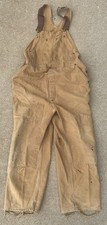 Vintage Carhartt Brown Duck Canvas Bib Overalls 40x30 Double Knee Carpenter USA