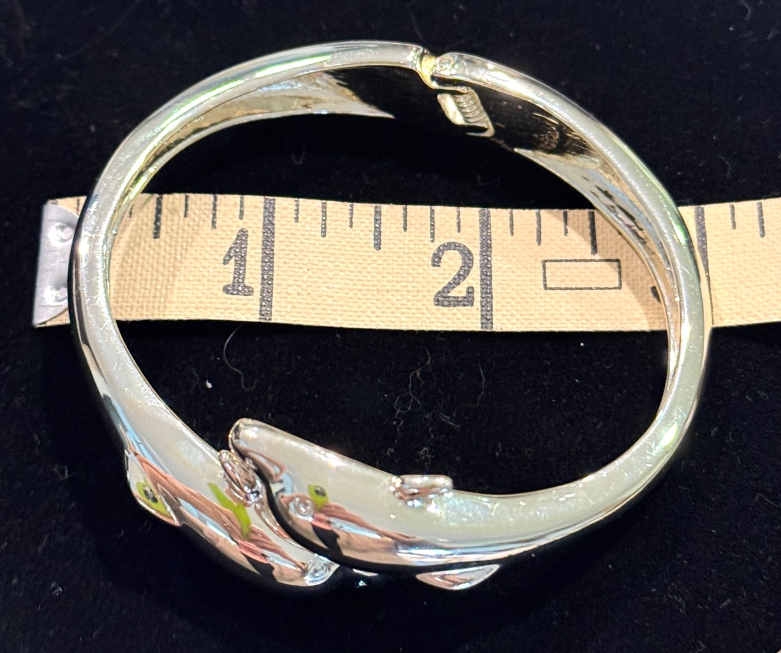 DOLPHIN Bracelet Silver bangle, hinged vintage - image 4