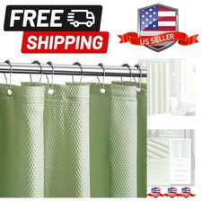 Solid Sage Green Cloth Fabric Shower Curtain with 2 Magnets - Texture Soft Ho...