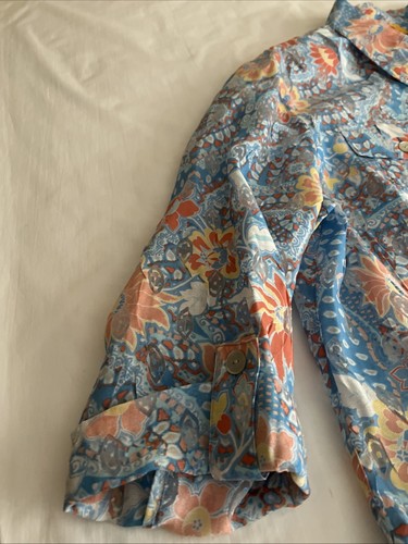 Ruby Rd Women's 24W Blue Colorful Semi Sheer Button Jacket W/Pockets NWOT - Picture 4 of 10