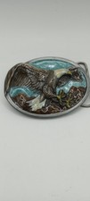 Vtg. Bald Eagle Belt Buckle 1984 Bergamot Brass Works W146 Colorful Laquer USA