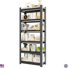 Book Shelf Adjustable 6-Tier Heavy Duty, Tall Black Metal Shelves, Storage