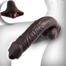 Extra Long Liquid Silicone Realistic Dildo Skin Feeling Huge Big Penis Suction