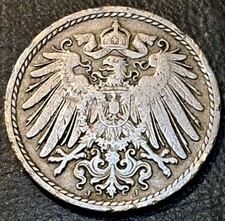 1907 J GERMAN EMPIRE ~ 5 Pfennig ~ Wilhelm II ~ Lower Mintage ~ Nice Coin 