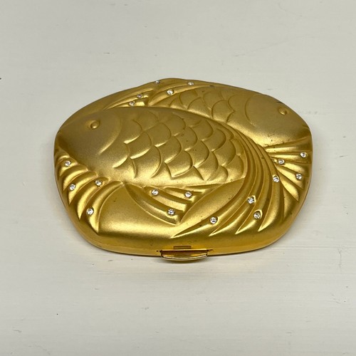 Estée Lauder Zodiac Pisces Gold Toned Powder Compact w Mirror - Afbeelding 1 van 7