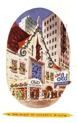 Vintage Postcard Old Heidelberg Restaurant Chicago Illinois 1945 Postmarked