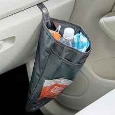Hanging Car Garbage Bag - Slim and Leakproof Car Trash Bag with Magnetic Black