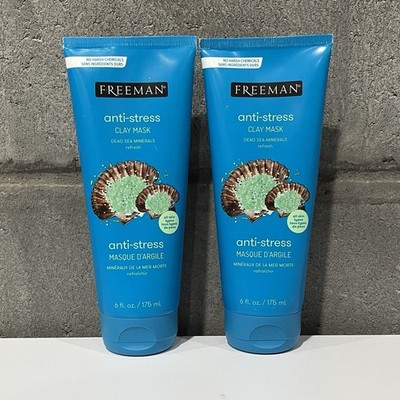 2x Freeman Facial Anti-Stress Clay Mask Dead Sea Minerals for All Skin Types 6oz