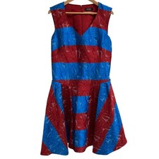 MAX&CO Flower Lace Sleeveless Dress, Size 38, Red/Blue Women USED