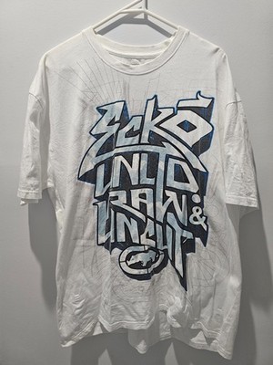 Vintage Y2K Ecko Unltd Rhino Graphic T-Shirt Mens XL White Graffiti Streetwear