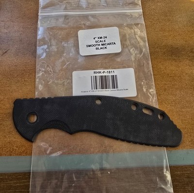 Hinderer XM-24 4  Black Micarta Handle Scale Smooth Factory Original Knife