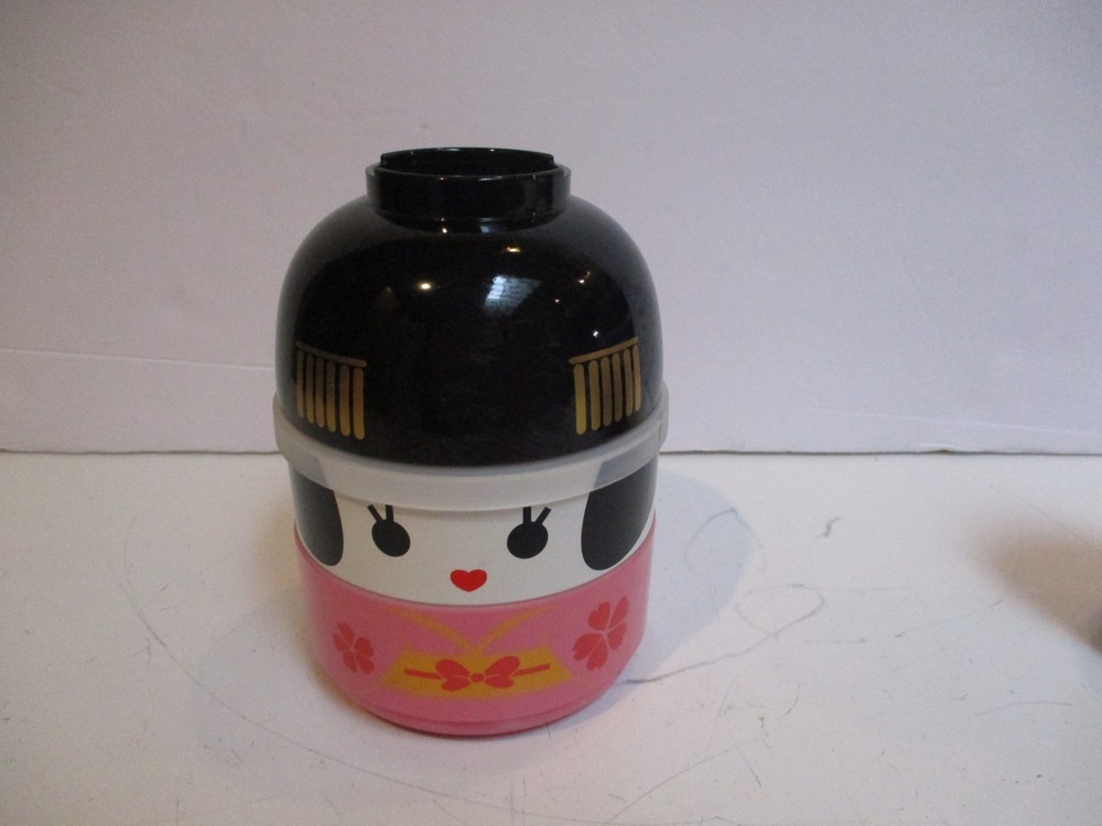Kotobuki Bento Box Food Lunch Container 3-Tier Kokeshi Maiko Geisha JAPAN Unused