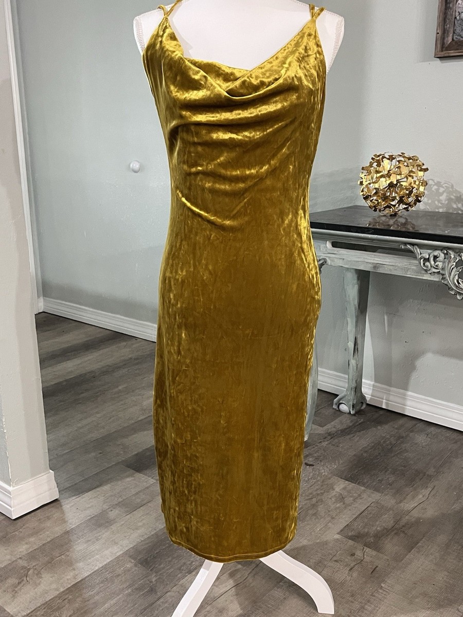 BCBGENERATION Gold Velvet Strappy Sheath Midi Cowl Neck Cocktail Dress Size M | eBay BCBGENERATION Gold Velvet Strappy Sheath Midi Cowl Neck Cocktail Dress Size M | eBay