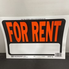 Sign "For Rent" Orange  Black 8 x 12