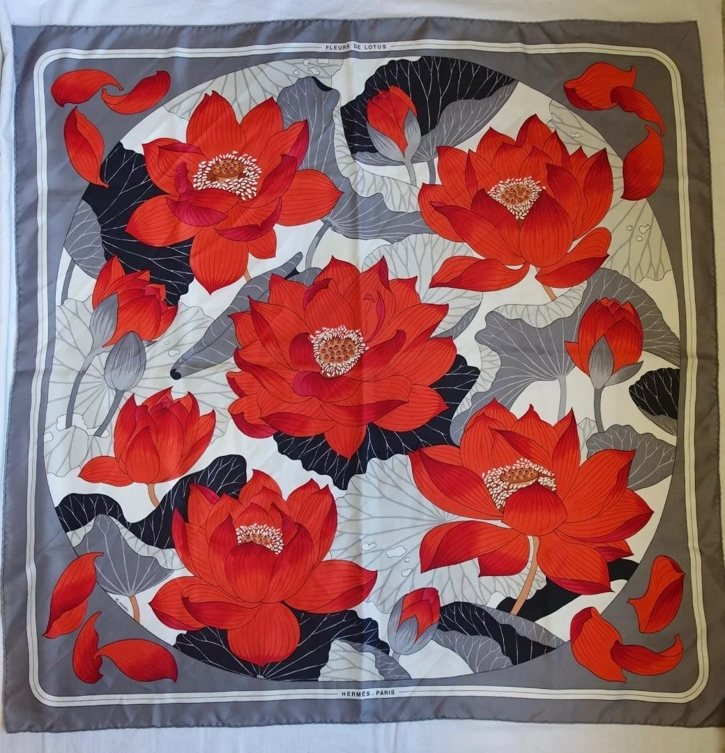 Hermes Fleurs De Lotus Scarf for sale | eBay