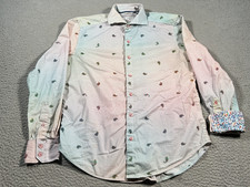 Robert Graham Shirt Mens Medium Flip Cuff Karma Chameleon Check Paisley