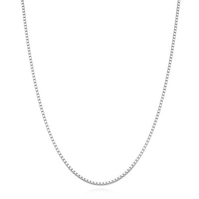 18K White Gold Over Sterling Silver 1.2mm Box Chain (Solid Links) 16''-24''