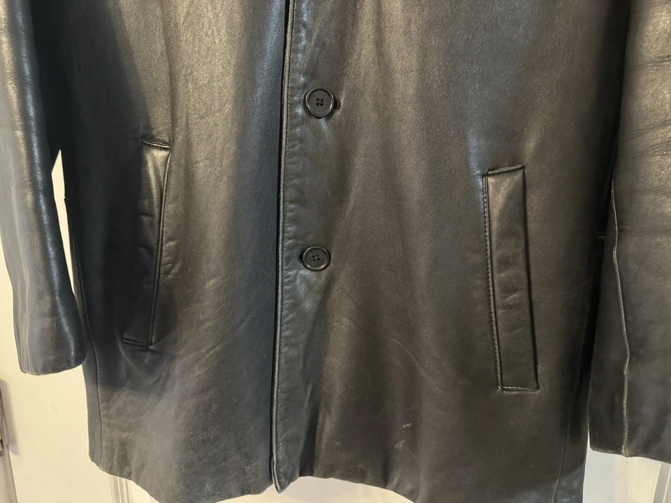 ALFANI PARA HOMBRES 100% GENUINO CUERO SUAVE NEGRO REAL EXCELENTE TALLA M PUEDE AJUSTARSE A LA TALLA L Foto 4 de 4