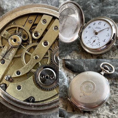   Antique BOREL Neuchatel [ Silver 84/ 0.875 ] pocket watch 10 Jewels