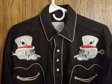 Rockmount Ranch Wear Pearl Snap Western Shirt Skulls Dice Black Men's M