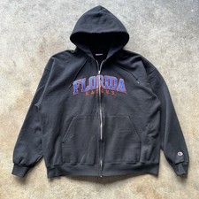 VTG Florida Gators Campion Zip Up Hoodie Men  s XXL Black NCAA UF Embroidered