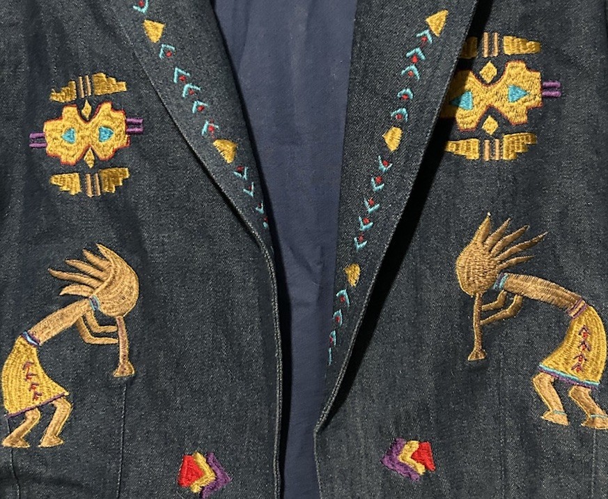 New Identity Jacket M Denim Cropped Embroidery Aztec Southwest