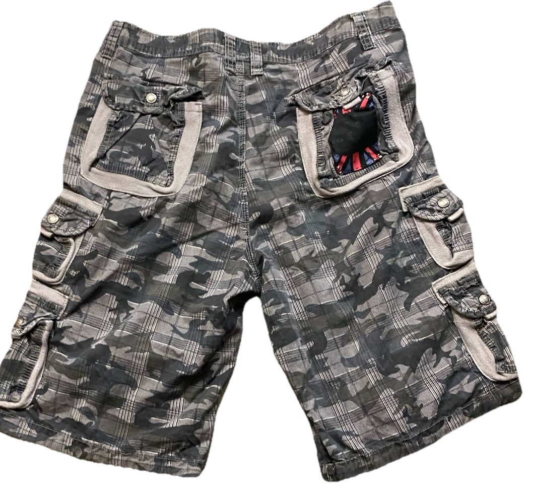 Lions Crest Y2K Grunge Laundry 36 Men Cargo Shorts Jorts Baggy