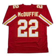 Autographed/Signed Trent McDuffie Kansas City Red Football Jersey JSA COA