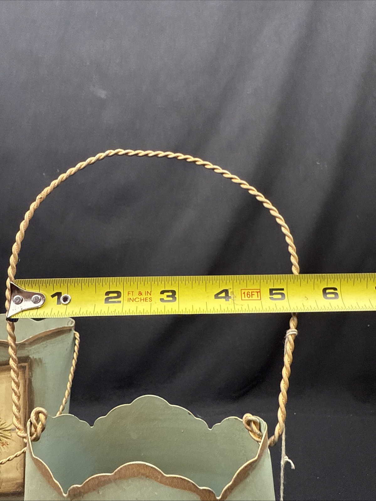 Wall Pocket Planters Sage & GOLD METAL PLANTER French Garden BASKET DECOR Pair!