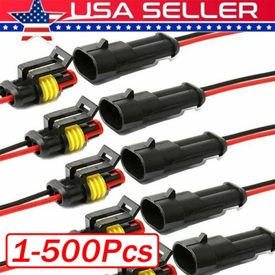 #ad 2Pin Way Car Waterproof Male Female Electrical Connector Plug Wire Kit Set Lot $340.00