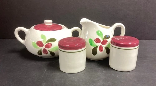 Stangl ~ Cranberry ~ as a Lot ~ Creamer/Sugar w Lid/ Salt & Pepper ~ nos