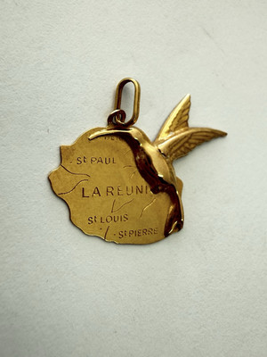 Réunion Anhänger aus 18 Karat 750/1000 Gold Kolibris Vogel 0,93 Gramm