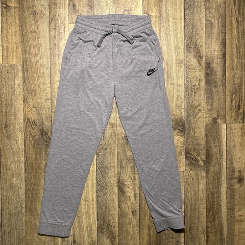 Nike Swoosh Logo Sweatpants Pants Grey Boys Youth Large Pockets Kids
