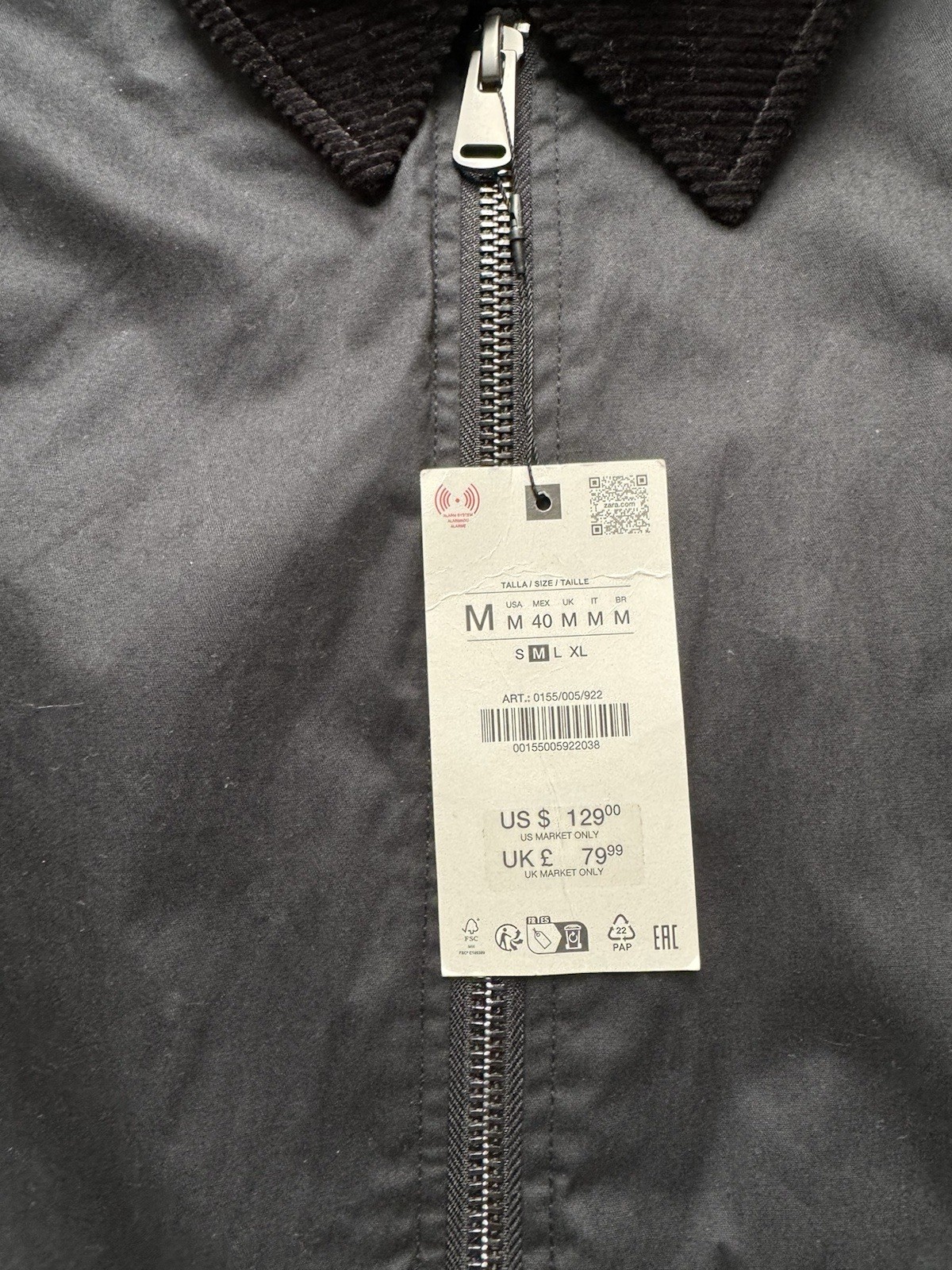 Zara Man Contrast/Cord Collar Parka Jacket - Size Medium - RRP £79.99 image 9
