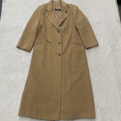Vintage Womens 100% Camel Hair ORVIS Tan/Camel Satin Lined Trench