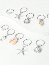 10pcs Silver Starfish Pearl Shell Hair Clips For Women Summer Beach Accessories